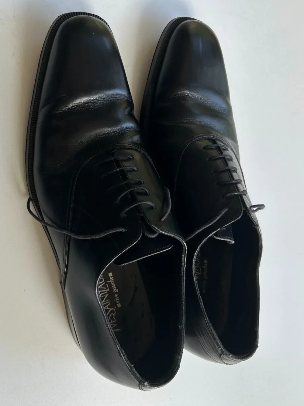 Yves Saint Laurent YSL Vintage Black Leather Lace Up Oxford Derby Dress Shoes